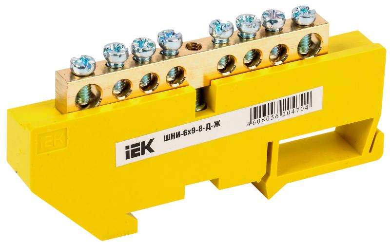 Шина PE "земля" на DIN-изоляторе ШНИ-6х9-8-Д-Ж | YNN10-69-8D-K05 | IEK — IEK (ИЭК)