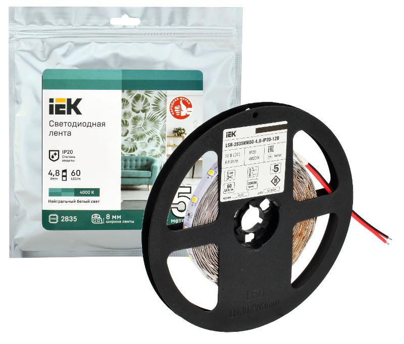 Лента светодиодная 5м LSR-2835NW60-4,8-IP20-12В | LSR1-0-060-20-3-05 | IEK — миниатюра 2