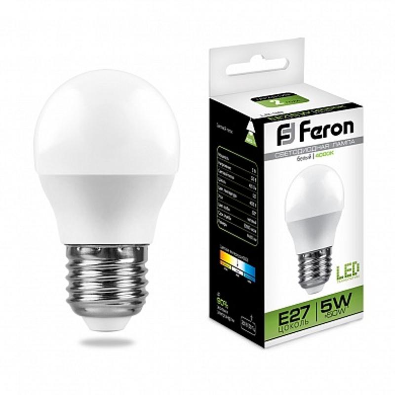 Лампа светодиодная LB-38 (5W) 230V E27 4000K G45 | 25405 | FERON — Feron