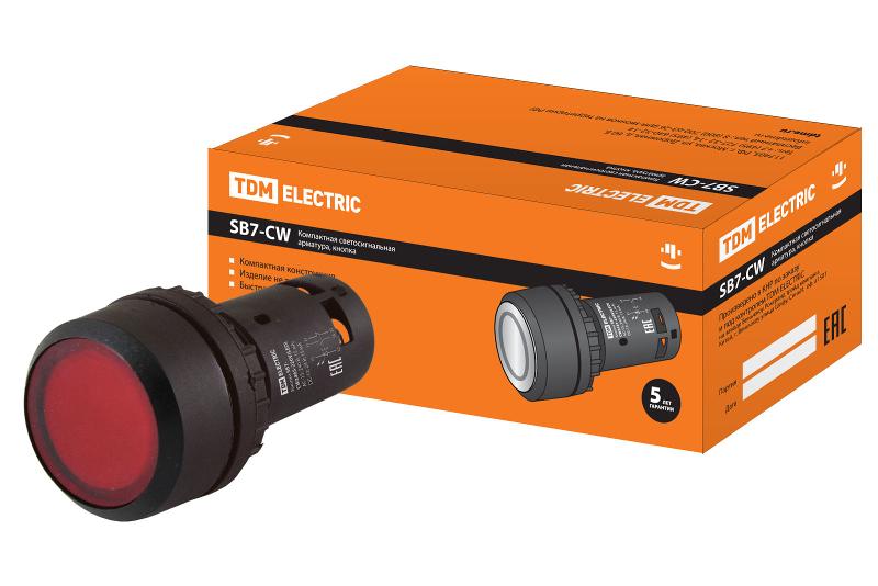 Кнопка SB7-CW3462-220V(LED) d22мм, 1р красная | SQ0746-0027 | TDM — TDM ELECTRIC