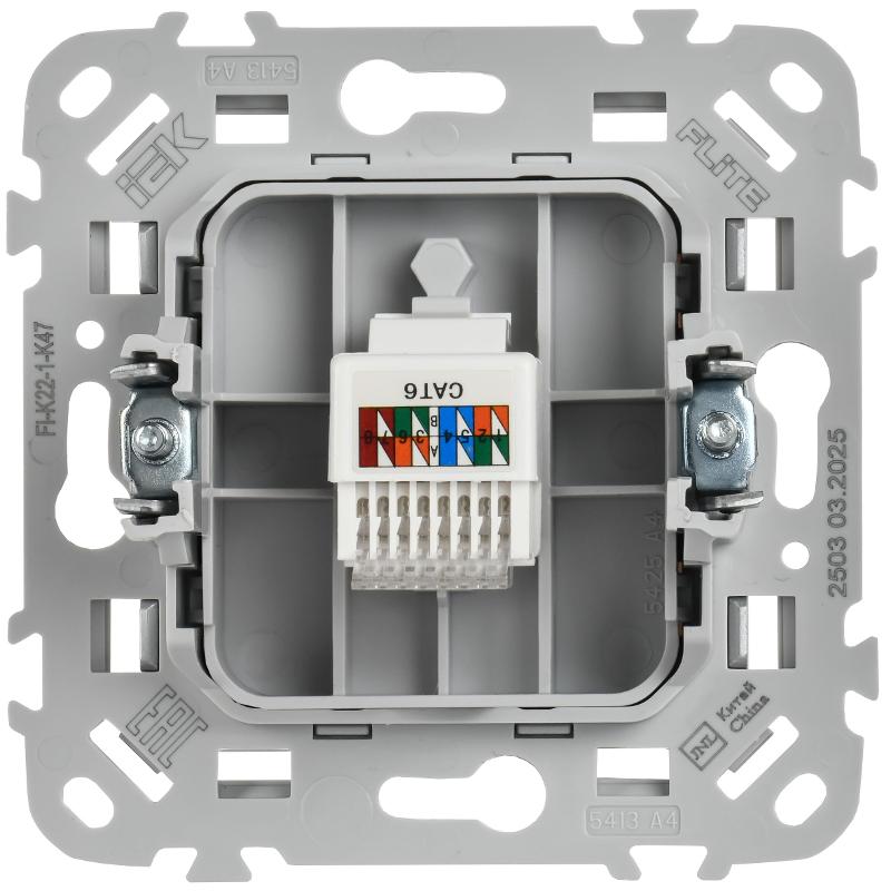 FLITE Розетка компьютерная RJ45 кат.6 UTP РК6-1-0-ФлА алюминий | FI-K12-2-K47 | IEK — миниатюра 3
