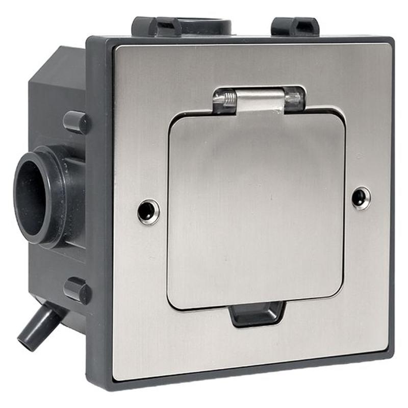 Лючок напольный C-Line 2 IP44 86*86 мм на 2модуля=1пост (с напольной коробкой для установки в фальш-пол и бетон) матовый никель | cl-ln-knl-2 | EKF — миниатюра 1