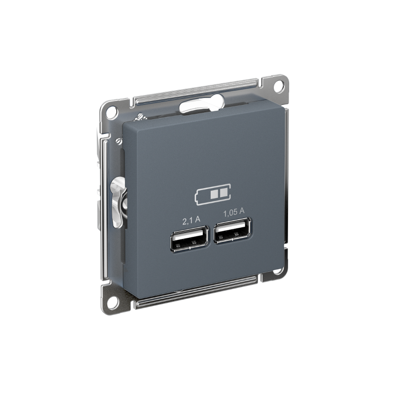 AtlasDesign Грифель Розетка USB, 5В, 1 порт x 2,1 А, 2 порта х 1,05 А, механизм | ATN000733 | SE — Systeme Electric