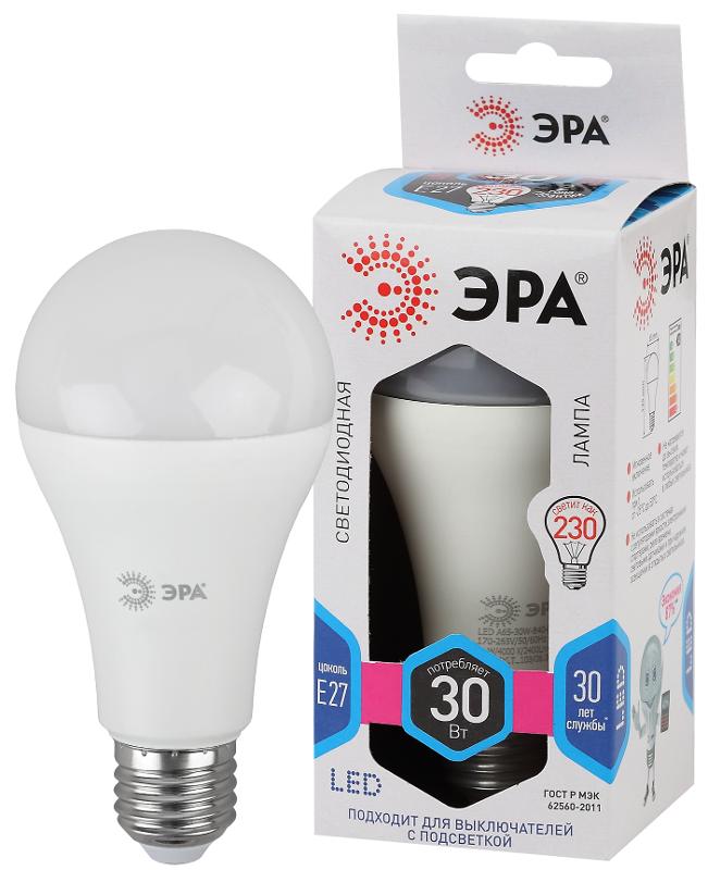 Лампа светодиодная LED A65-30W-840-E27 (диод, груша, 30Вт, нейтр, E27) (10/100/1200) | Б0048016 | ЭРА — миниатюра 1