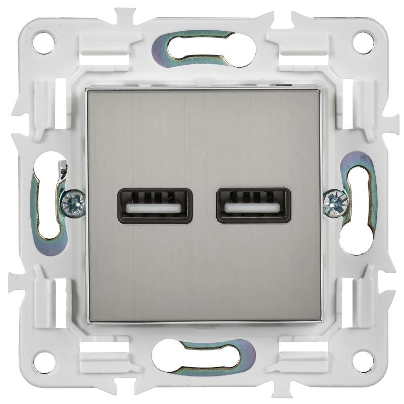 SKANDY Розетка USB A+A 3,1А SK-R15N никель | SK-U21-D31-K50 | IEK — миниатюра 2