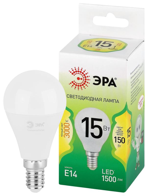 Лампа светодиодная  GREEN LINE LED P45-15W-830-E14 GL E14 15 Вт шар теплый свет | Б0066982 | ЭРА — ЭРА (Энергия света)