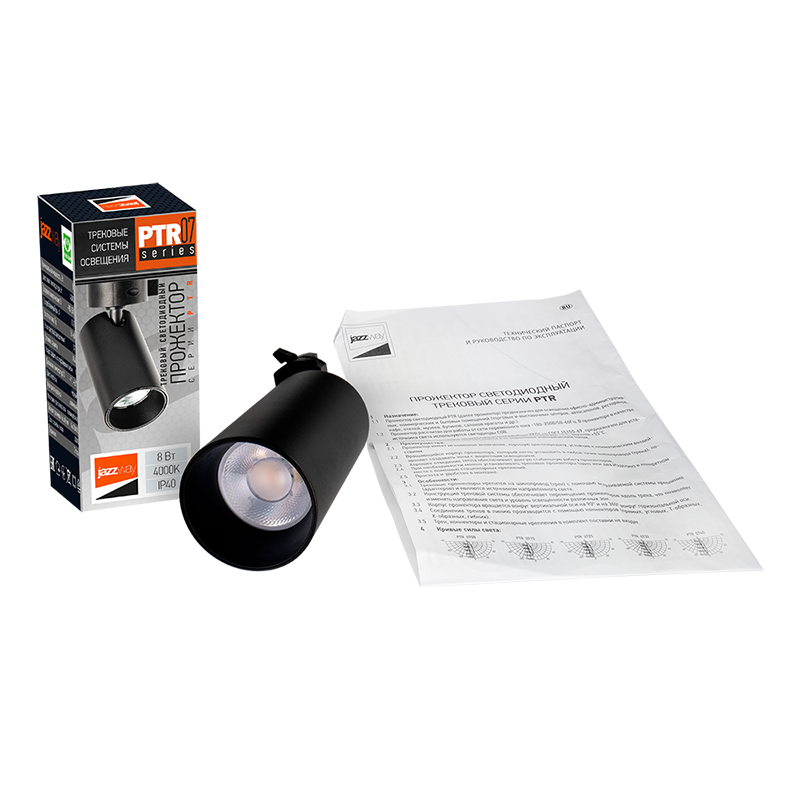 Светильник светодиодный трековый однофазный PTR 0708 8w 4000K 24° BL (чёрный) IP40 | .5022157 | Jazzway — миниатюра 3