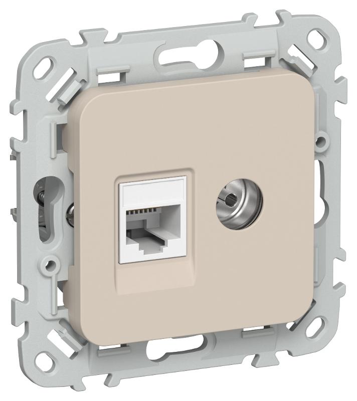 FLITE Розетка 2-ая RJ45/TV кат.5Е UTP РКТВ5е-2-0-ФлЛ льняной | FI-AK22-1-K88 | IEK — IEK (ИЭК)