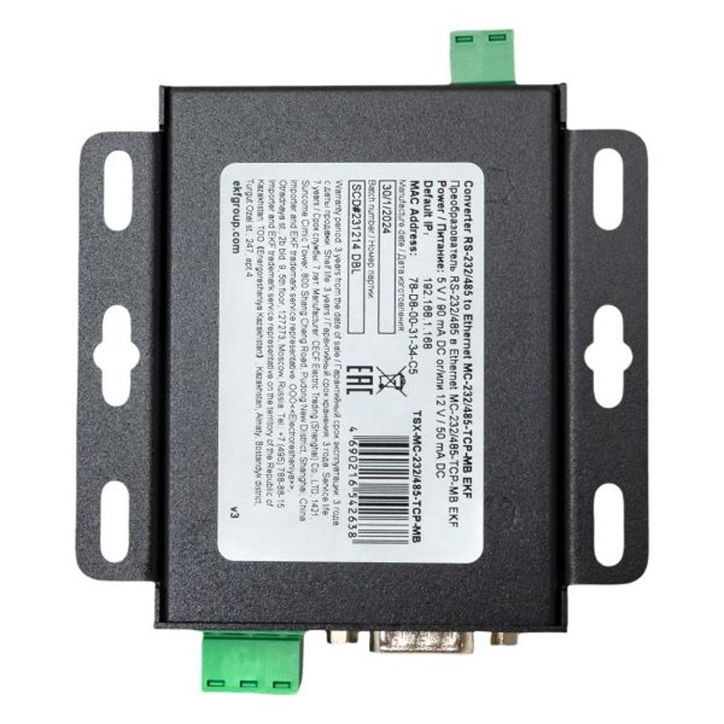 Преобразователь RS-232/485 в Ethernet, Modbus TCP/RTU/ASCII TSX |TSX-MC-232/485-TCP-MB|EKF — миниатюра 35