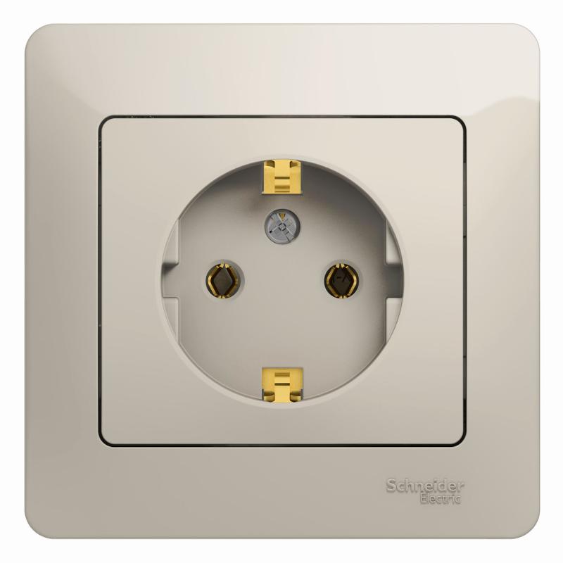 Glossa Молочный Розетка с заземлением (в сборе) | GSL000942 | SE — Systeme Electric