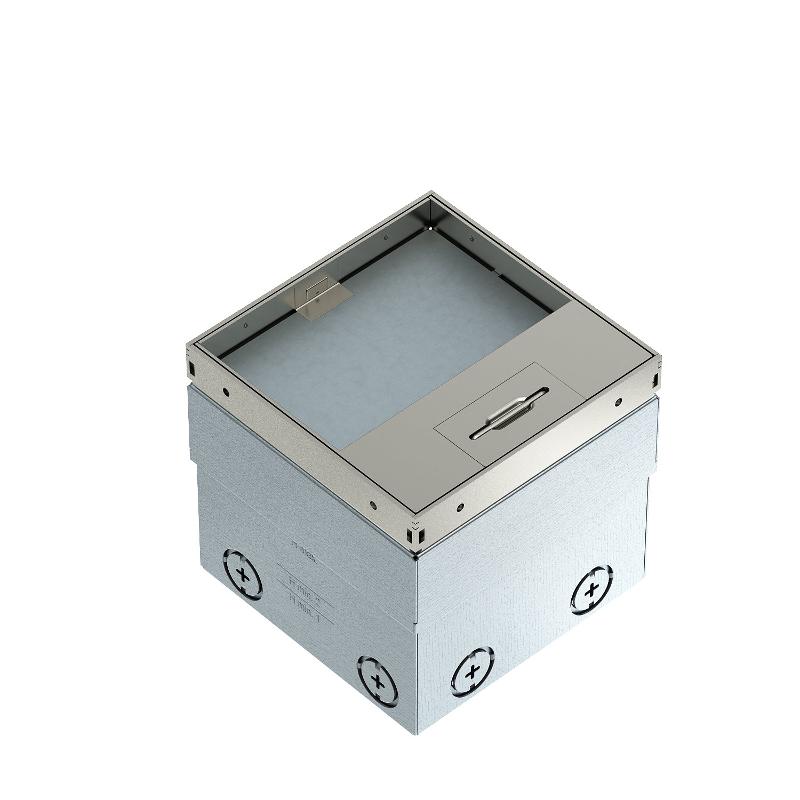 Лючок UDHome2 укомп-ый 2 розетки 2К+З (с выемкой 15 мм под н/п) сталь нерж. 140х140х110 мм. Тип: GV15V | 7368324 | OBO Bettermann — OBO Bettermann
