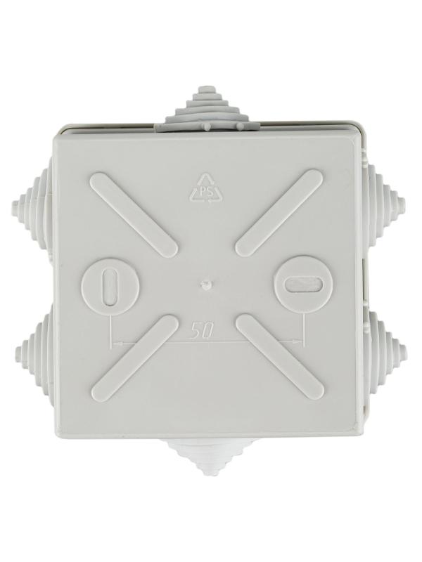 Коробка распределительная КМ41235 для о/п 85х85х40 мм IP44 (RAL7035, 6 гермовводов) | UKO11-085-085-040-K41-44 | IEK — миниатюра 5