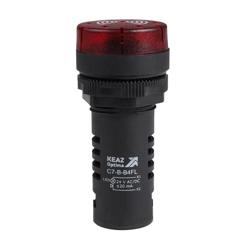 Зуммер с непрерывным сигналом OptiSignal Compact D22 C7-B-M4CL красный с подсветкой 230 В AC/DC  | 362178 | КЭАЗ — фото 1 | Sento