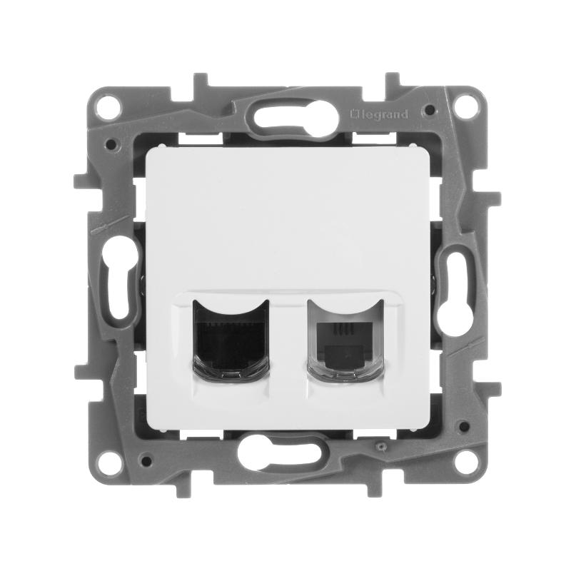 Etika Белый Розетка телефонная + компьютерная (RJ11+RJ45) 5 кат. UTP — миниатюра 4