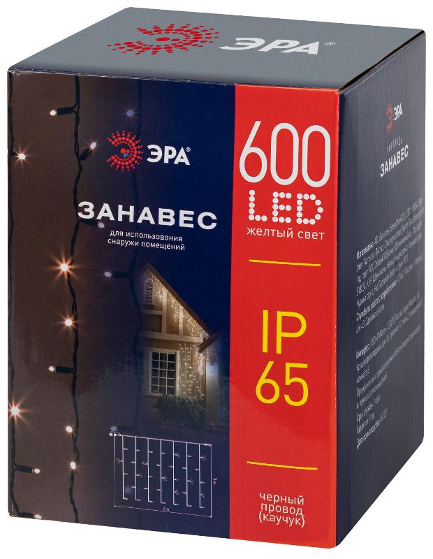 Гирлянда светодиодная уличная ERAPS-Z  занавес 3*2 м желтая 600 LED  IP65  220 В | Б0060547 | ЭРА — миниатюра 3