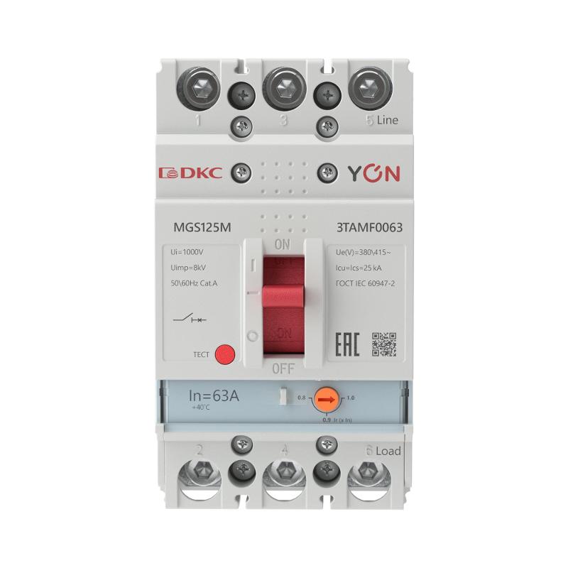 Авт. выкл. YON MGS125 3P 50,4-63A 25kA | MGS125M-3TAMF0063 | DKC — миниатюра 2
