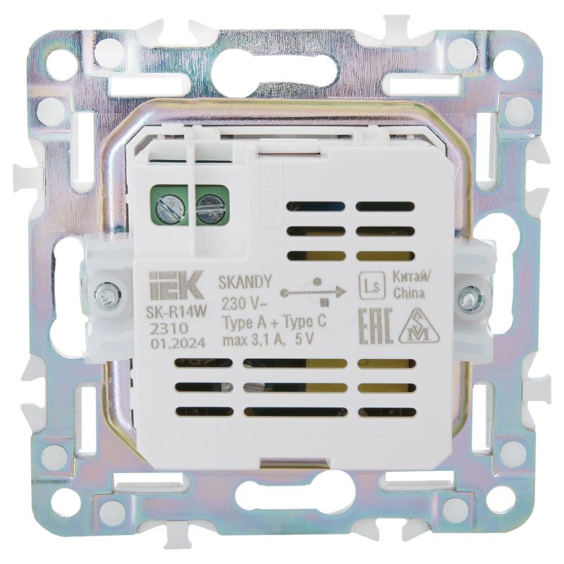 SKANDY Розетка USB A+C 3,1А SK-R14W арктический белый | SK-U22-D31-K01 | IEK — миниатюра 3