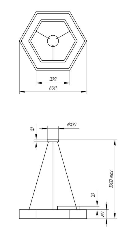Светильник светодиодный Geometria Hexagon SPO-123-W-40K-045 45Вт 4000К 2500Лм IP40 600*600*80 белый подвесной | Б0050554 | ЭРА — миниатюра 4