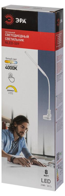 Настольный светильник  NLED-509-8W-W светодиодный на струбцине белый | Б0059841 | ЭРА — миниатюра 2