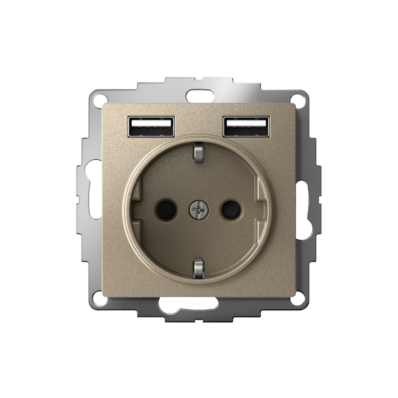 AtlasDesign Шампань Розетка 16А c 2 USB A+A, 5В/2,4А, 2х5В/1,2А, механизм | ATN000530 | SE — миниатюра 3