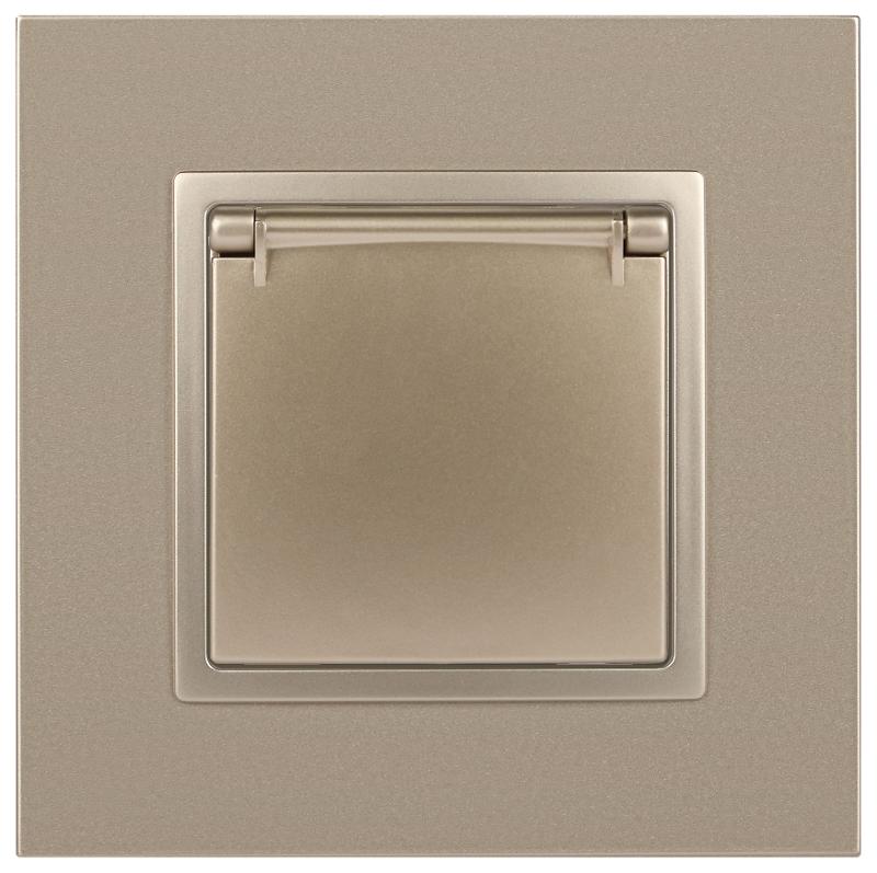 14-2103-04 Розетка с заземлением со шторками с крышкой, 16A-250В, IP20, Эра Elegance, шампань | Б0034281 | ЭРА — миниатюра 4