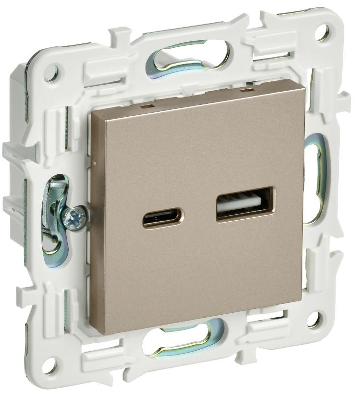 SKANDY Розетка USB A+C 3,1А SK-R14Sh шампань | SK-U22-D31-K37 | IEK — миниатюра 1