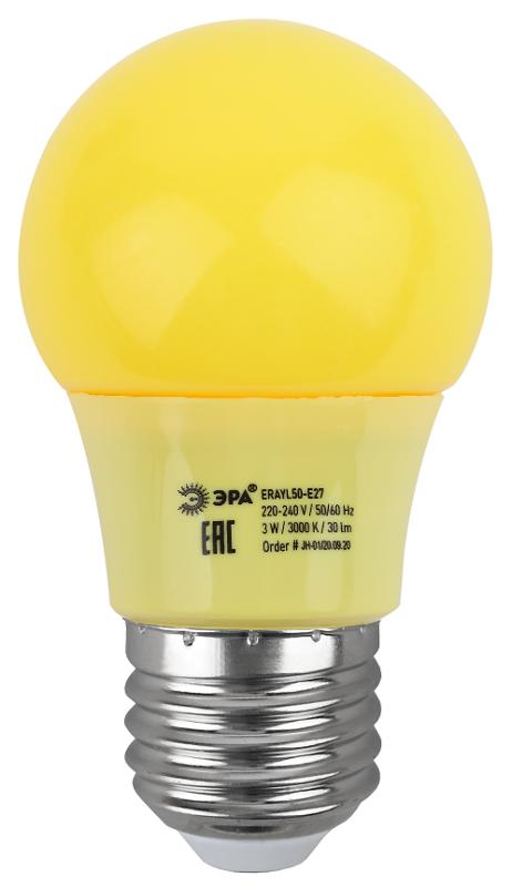 Лампы cветодиодные ERAYL50-E27 LED A50-3W-E27 (диод. груша желт., 13SMD, 3W, E27, для белт-лайт) (10/100/3600) | Б0049581 | ЭРА — миниатюра 5