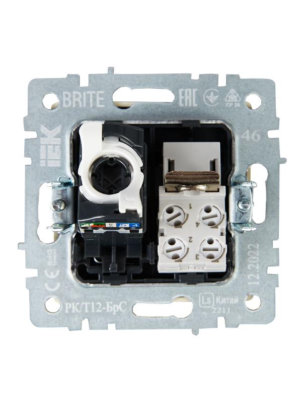 BRITE Розетка двойная RJ11+RJ45 кат.5E РК/Т12-БрС сталь  | BR-KT20-O-1-K46 | IEK — миниатюра 4