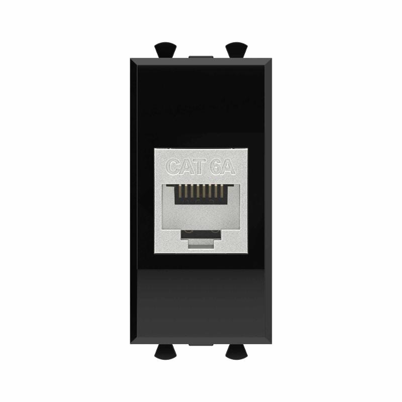 Компьютерная розетка RJ-45 без шторки модульная, кат.6А экранированная, "Avanti", "Черный квадрат", 1 модуль | 4402771 | DKC — DKC (ДКС)