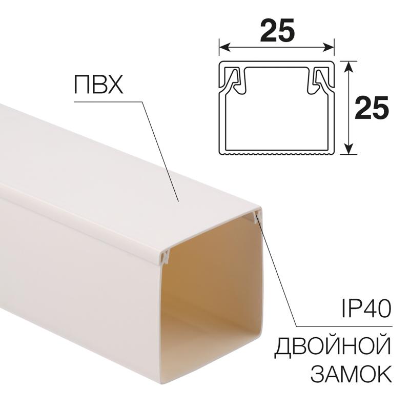 Кабель-канал 25х25 мм белый (50 м/уп.) | 28-2525-2 | REXANT | — REXANT