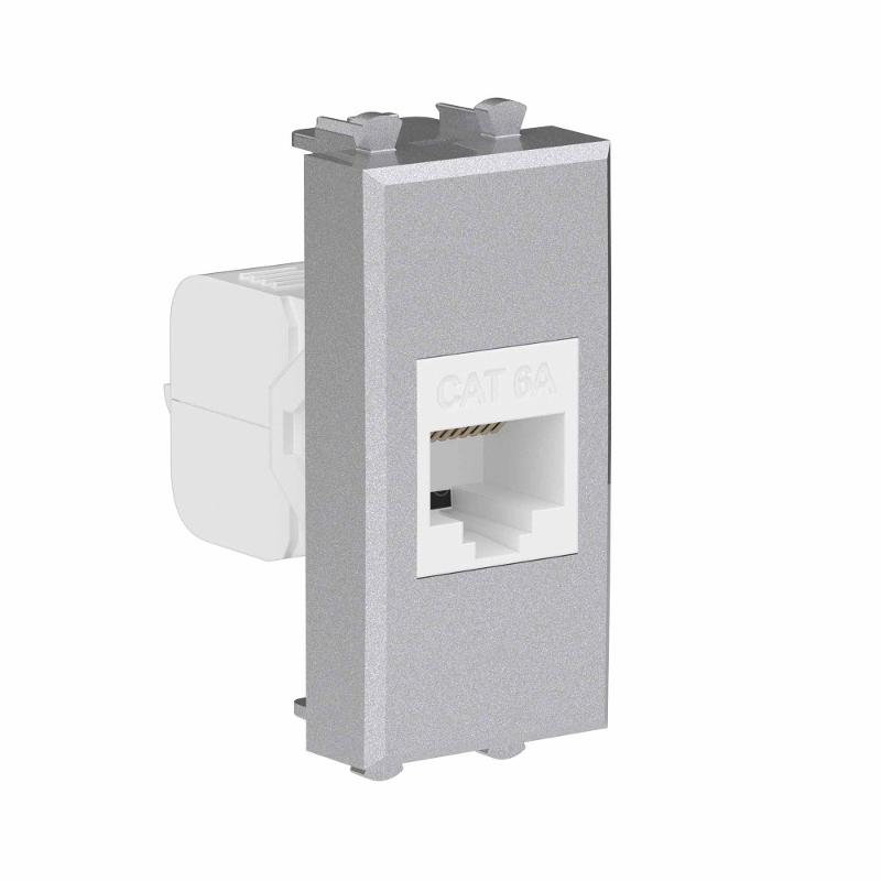 Компьютерная розетка RJ-45 без шторки модульная, кат.6А, "Avanti", "Закаленная сталь", 1 модуль | 4404671 | DKC — миниатюра 2