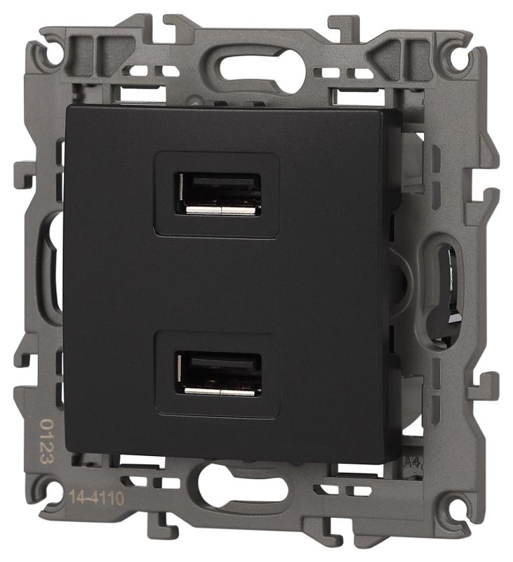 14-4110-05 Устройство зарядное USB, 230В/5В-2100мА, IP20, Эра Elegance, антрацит | Б0034373 | ЭРА — миниатюра 5