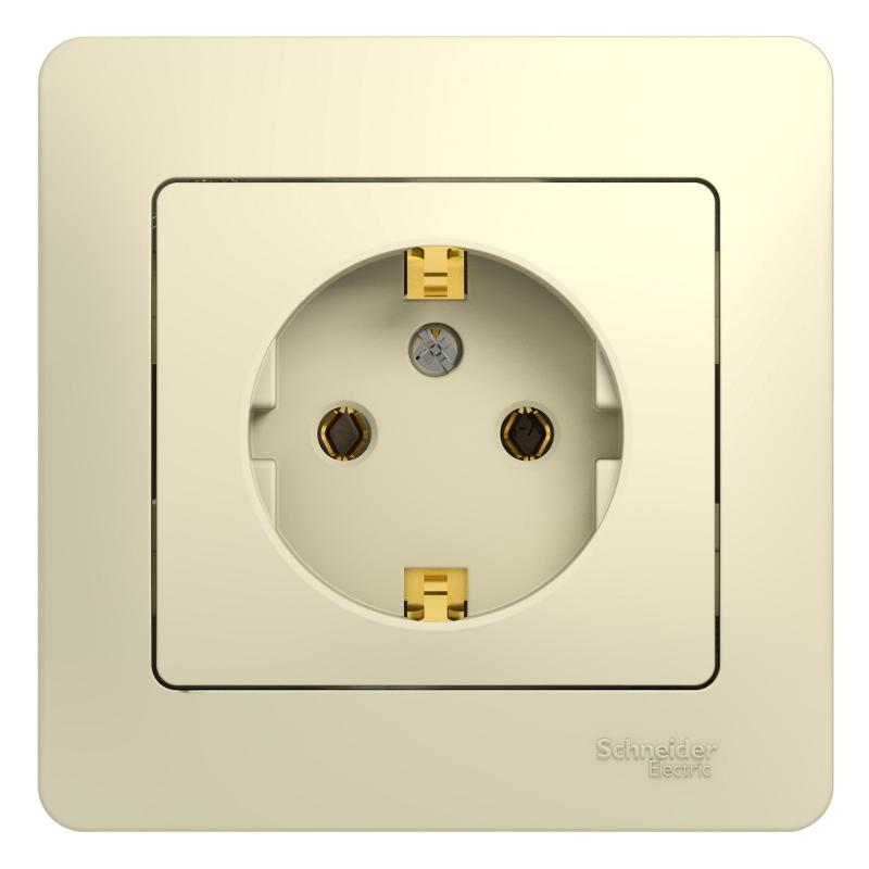 Glossa Бежевый Розетка с заземлением (в сборе с рамкой) | GSL000242 | SE — Systeme Electric