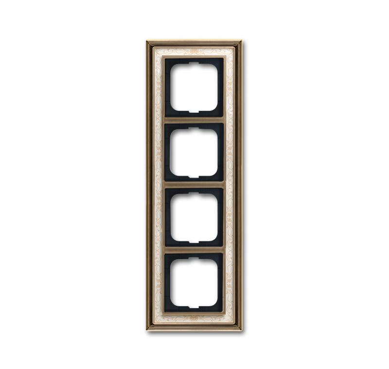 Рамка 4-постовая, серия Династия, Латунь античная, белая роспись | 1754-0-4593  | 2CKA001754A4593 | ABB — ABB