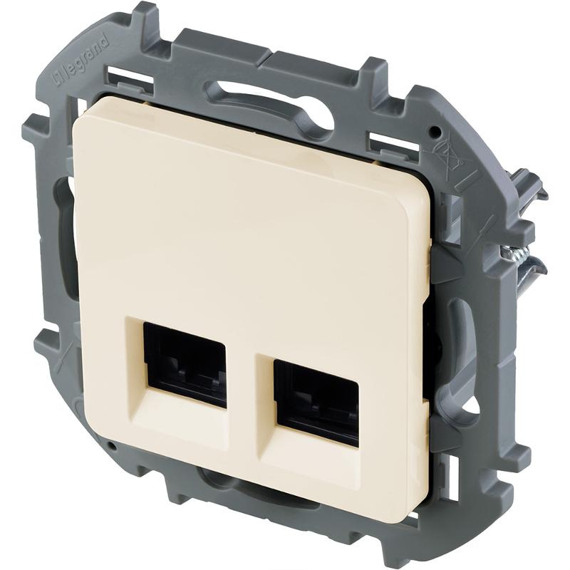 Inspiria Слоновая кость Розетка 2-ая компьютерная RJ45 С/У категория 6 UTP — миниатюра 3
