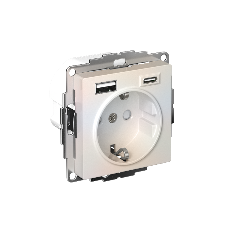 AtlasDesign Жемчуг Розетка 16А c 2 USB A+C, 5В/2,4А/3,0А, 2х5В/1,5А, механизм | ATN000432 | SE — миниатюра 1