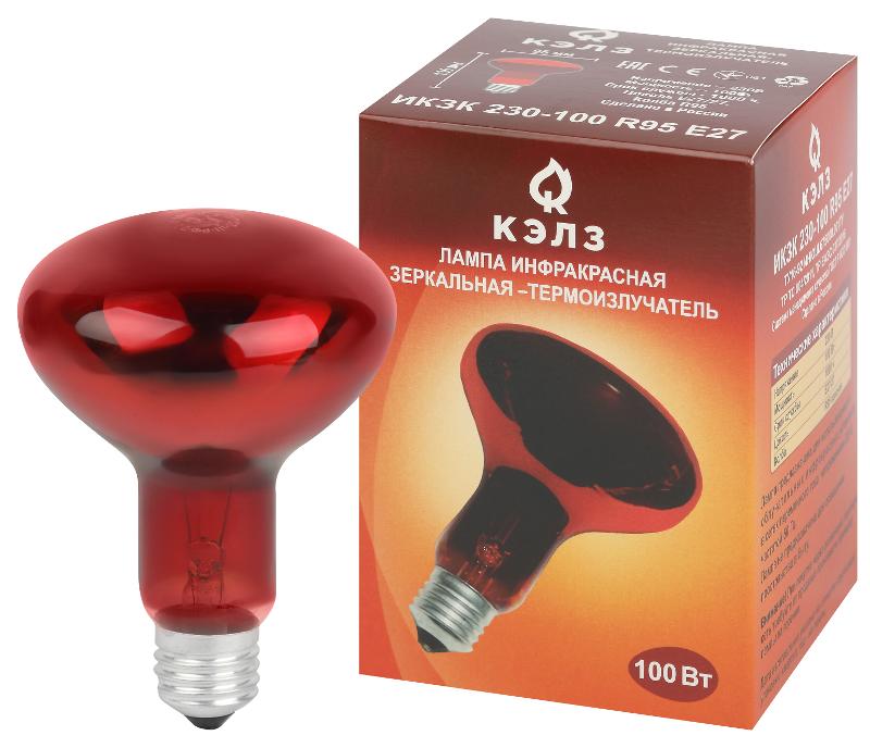 Комплект из 2-х инфракрасных ламп  ИКЗК 230-100 R95 E27 для курятника цыплят птиц животных/лампа для обогрева | Б0072847 | ЭРА — миниатюра 3