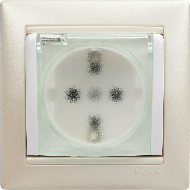 Valena Белый Розетка 1-ая с/з с крышкой и защитными шторками IP44 (к простой рамке) — миниатюра 9