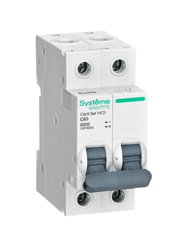 Выключатель автоматический двухполюсный 63A C 6kA City9 | C9F36263 |Systeme Electric — Systeme Electric
