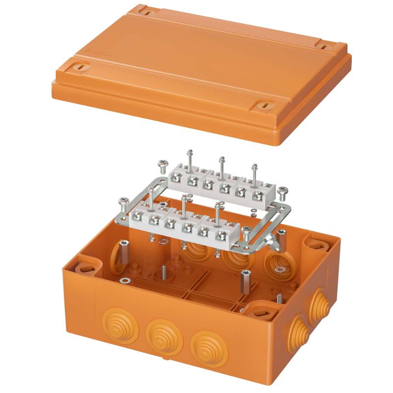 Коробка распределительная пластиковая FS огн.,IP55,240х190х90мм, 12р, 450V,32A,10мм.кв с кабельными вводами и клеммниками | FSK411210 | DKC — DKC (ДКС)
