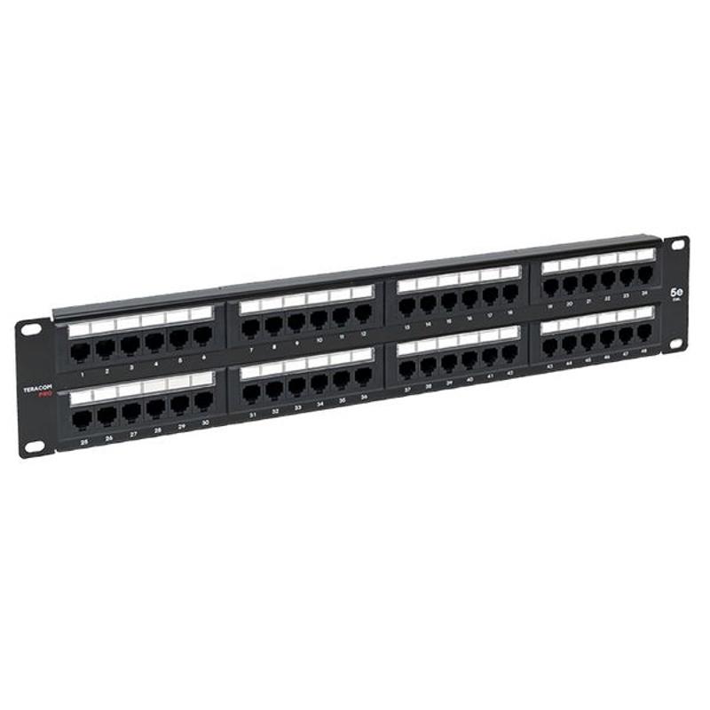 Патч-панель TERACOM PRO 19'' Cat.5E 2U неэкранированная UTP 48 портов RJ-45 Dual IDC | TRP-PPNL-5EUTP-2U48 | EKF — EKF