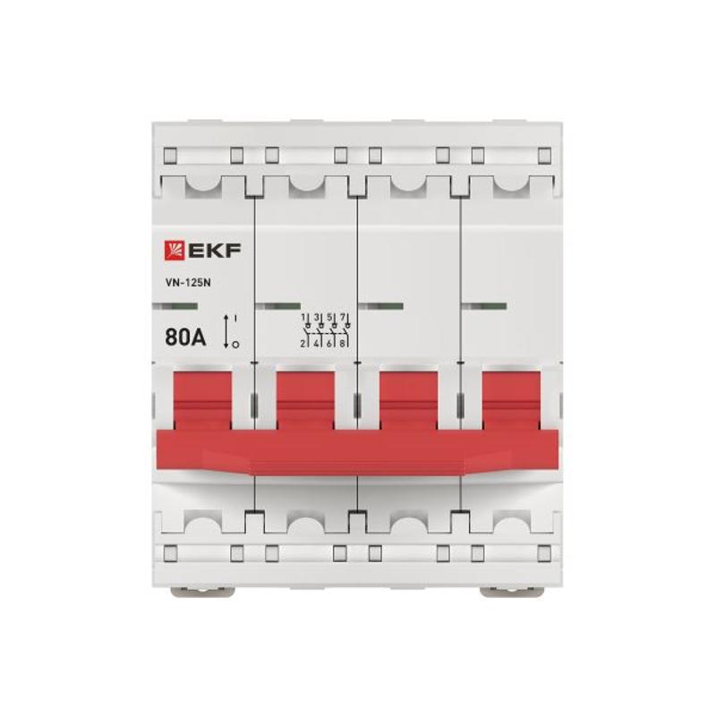 Выключатель нагрузки ВН-125N 4Р 80А PROXIMA EKF | S1254080 | EKF — миниатюра 4