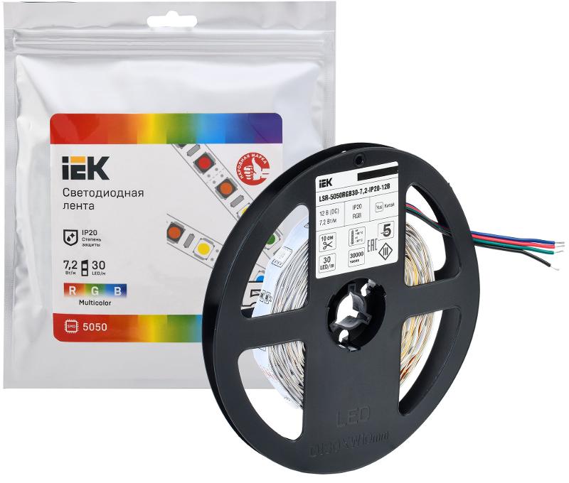 Лента светодиодная 5м LSR-5050RGB30-7,2-IP20-12В | LSR2-3-030-20-3-05 | IEK — миниатюра 2