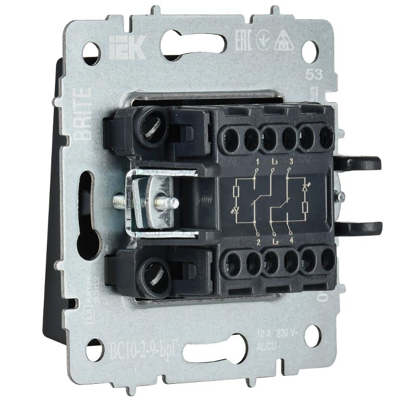 BRITE Выключ. 2-кл. с инд. отел. 10А ВС10-2-9-БрГ граф. | BR-V20-2-10-K53 | IEK — миниатюра 4