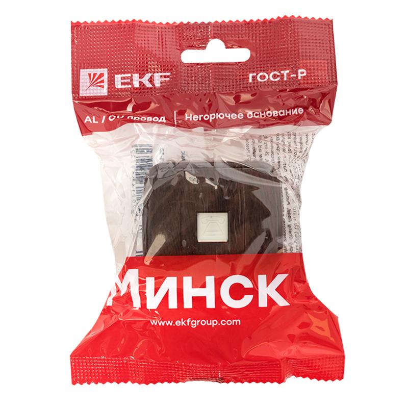 Розетка Phone 1-местная ОП Минск тёмное дерево EKF | EGT01-034-40 | EKF — миниатюра 8