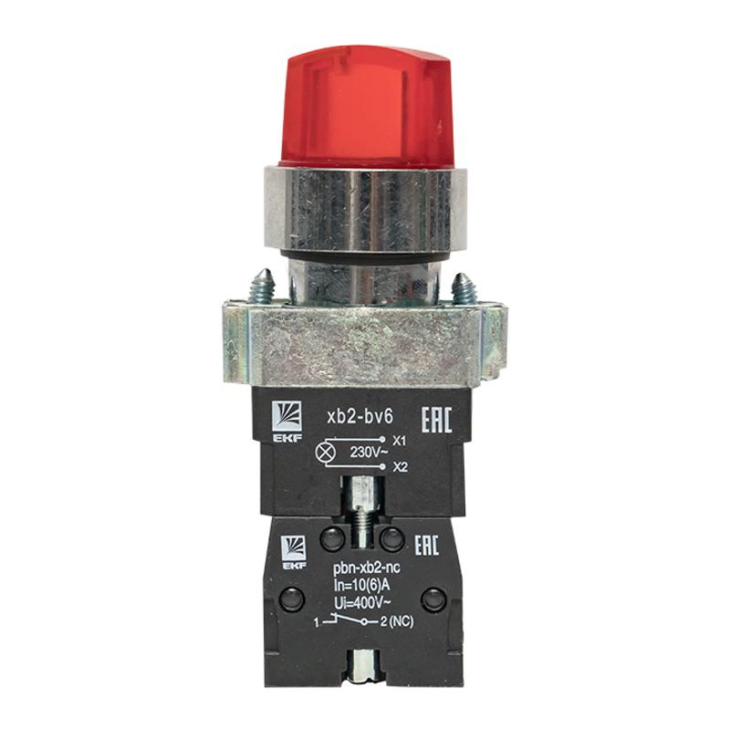 Переключатель BD33 3P c красной подстветкой 230В NO PROxima | xb2-bk33-r-230 | EKF — миниатюра 4