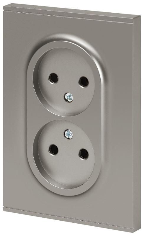 Розетка Arktik 16-2107-07 без заземления двойная 2X2P 16А-250В титан | Б0071687 | ЭРА — миниатюра 3