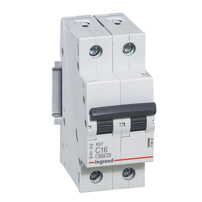 Выключатель автоматический двухполюсный RX3 4500 16А C 4,5кА | 419697 | Legrand — Legrand