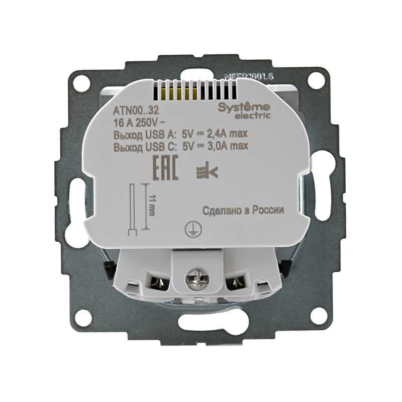 AtlasDesign Белый Розетка 16А с 2 USB A+C, механизм | ATN000132 | SE — миниатюра 4