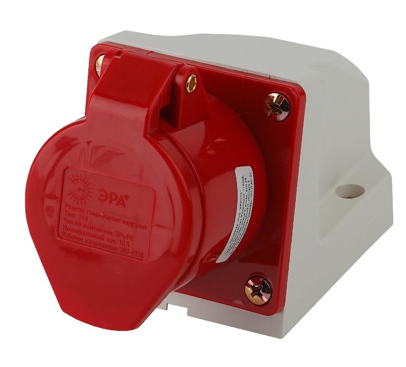 Розетка стационарная наружная 114 3Р+РЕ 16А 380В IP44 | Б0032875 | ЭРА — ЭРА (Энергия света)